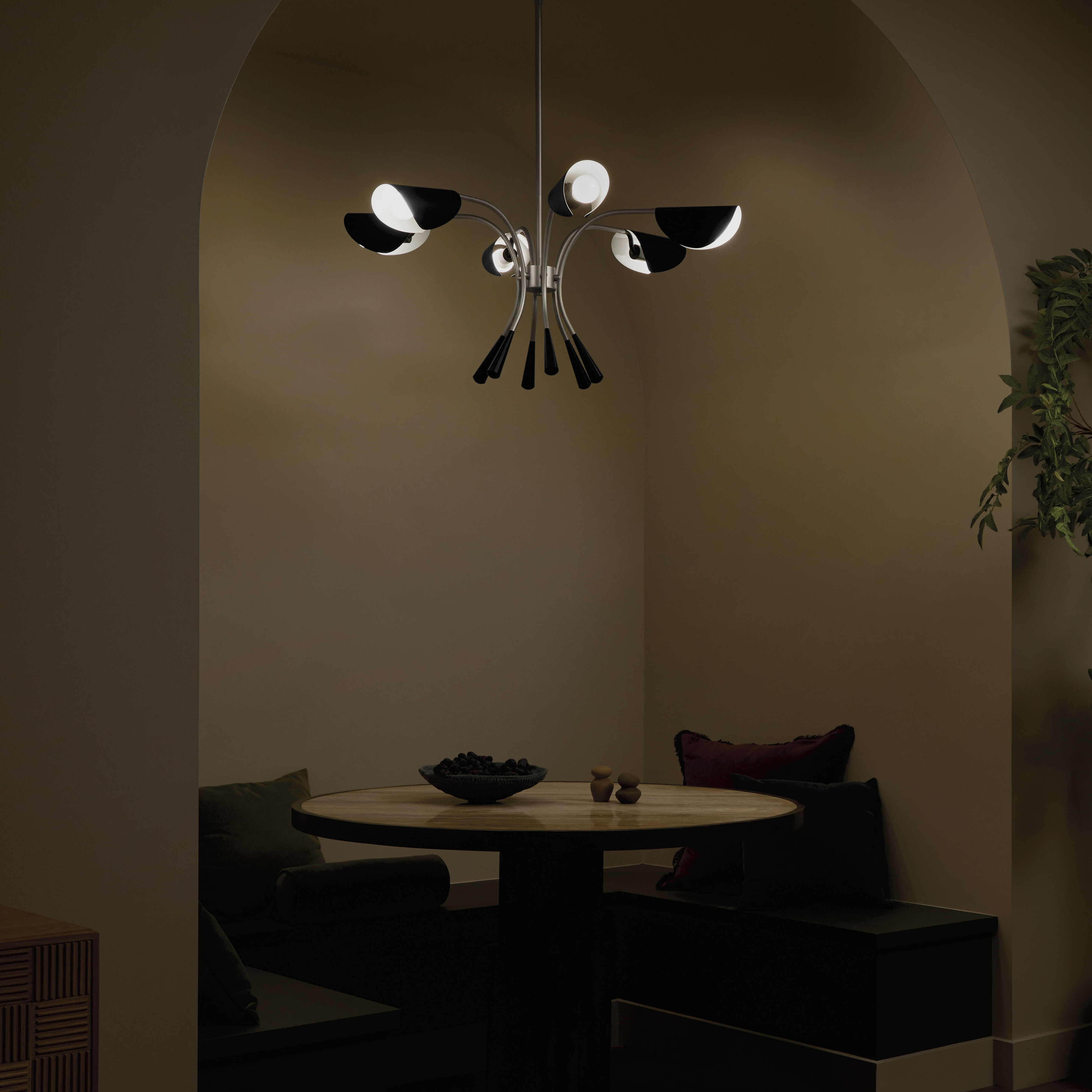 Arcus LED 39.25 inch Satin Nickel with Black Chandelier Ceiling Light